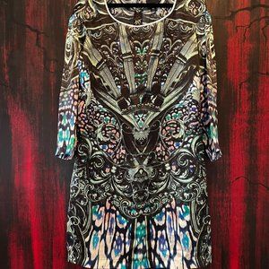 JUST CAVALLI Boho Feather-weight SILK Shift Dress Sz Eu 42